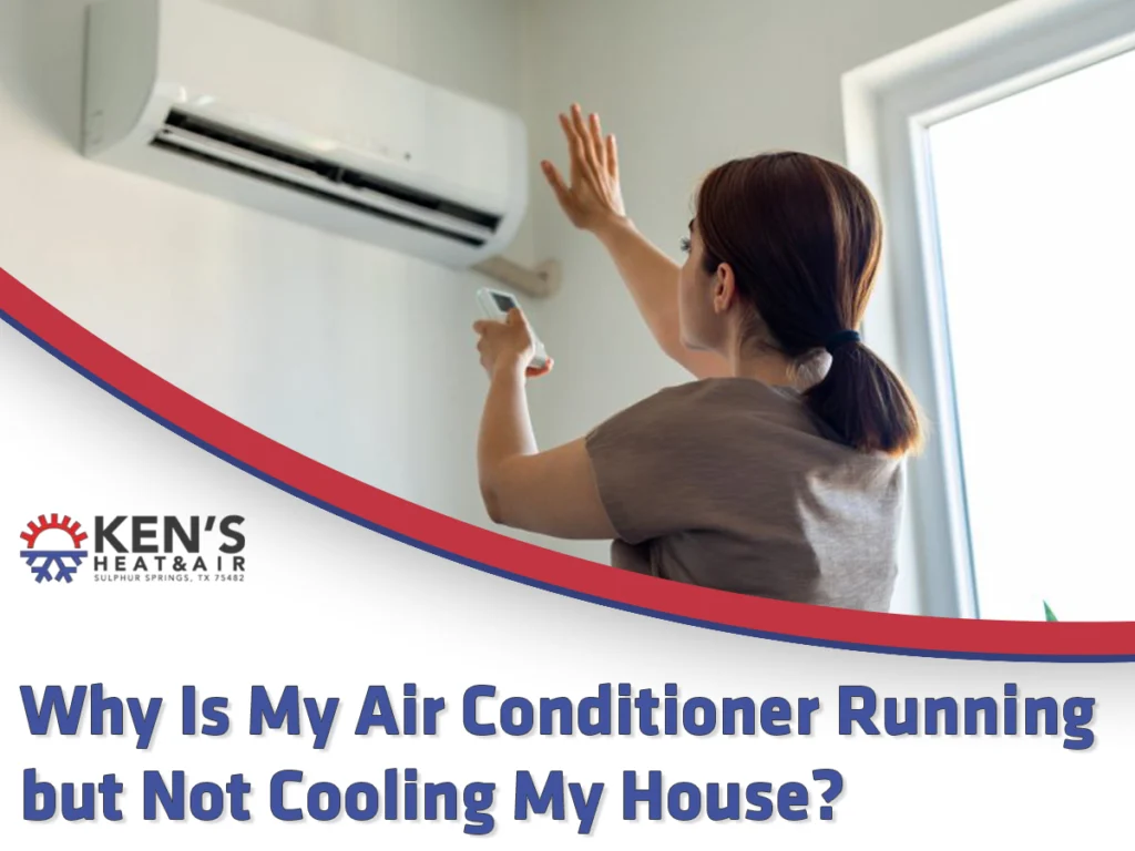 HVAC technician inspecting an air conditioner running but not cooling a home in Texas