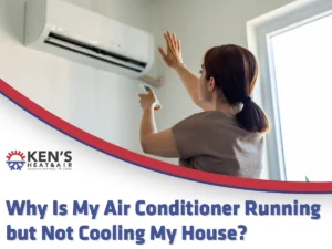 HVAC technician inspecting an air conditioner running but not cooling a home in Texas